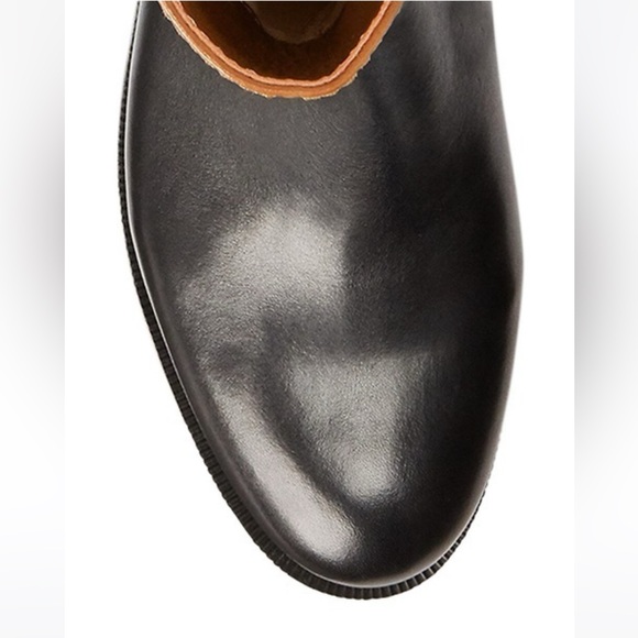 New! RALPH LAUREN Two-tone Equestian Style Leather Boots, Black/Saddle Tan, Sz 9 - Picture 6 of 7